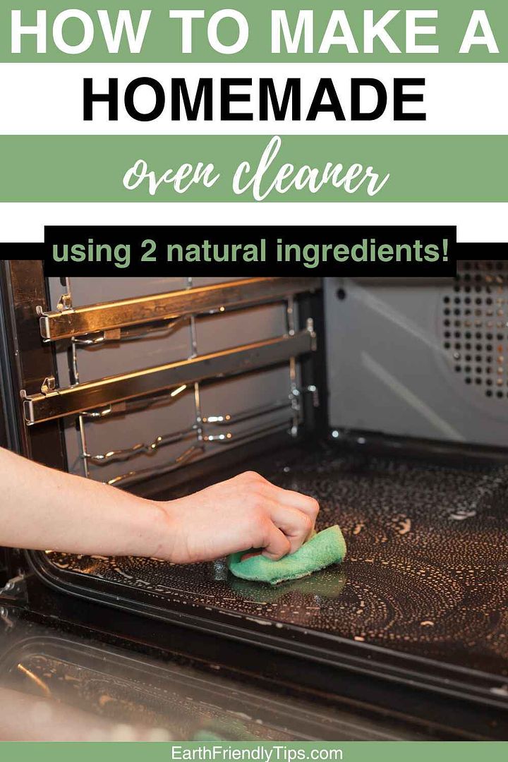 Picture of person scrubbing oven clean with text overlay How to Make a Homemade Oven Cleaner Using 2 Natural Ingredients