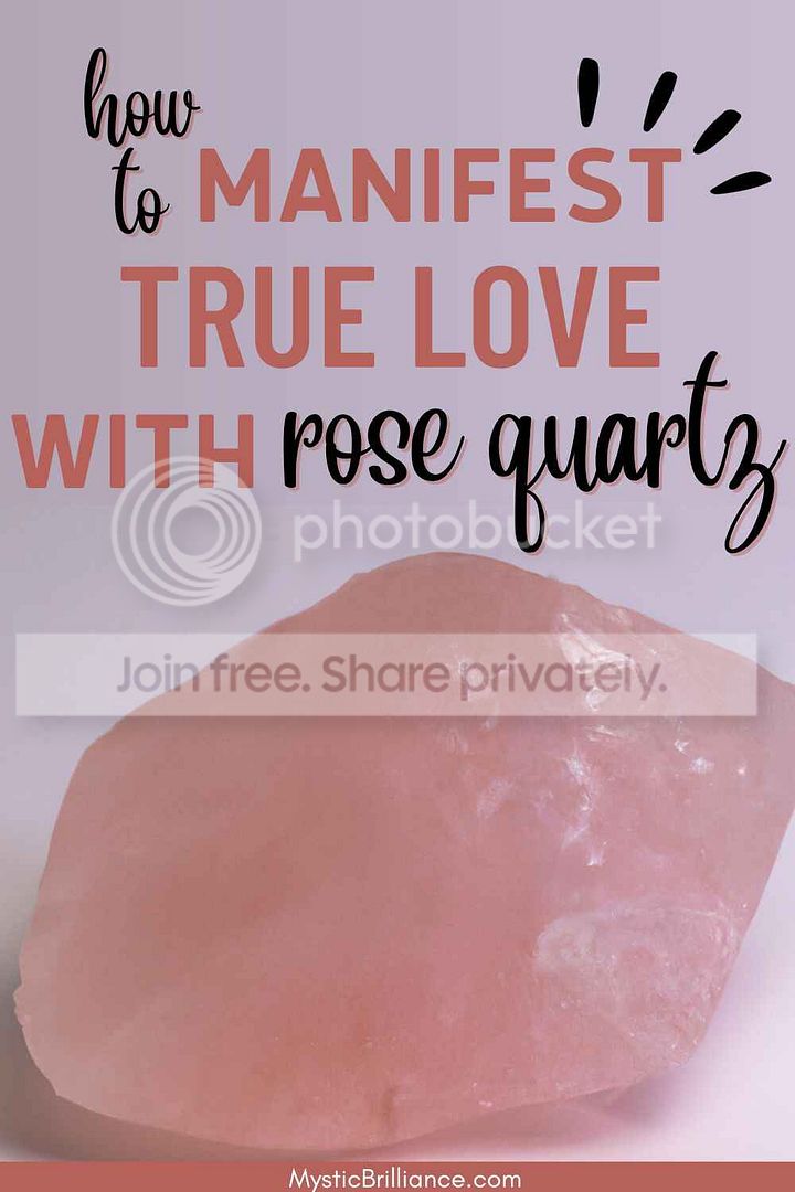 Picture of piece of rose quartz with text overlay How to Manifest True Love With Rose Quartz