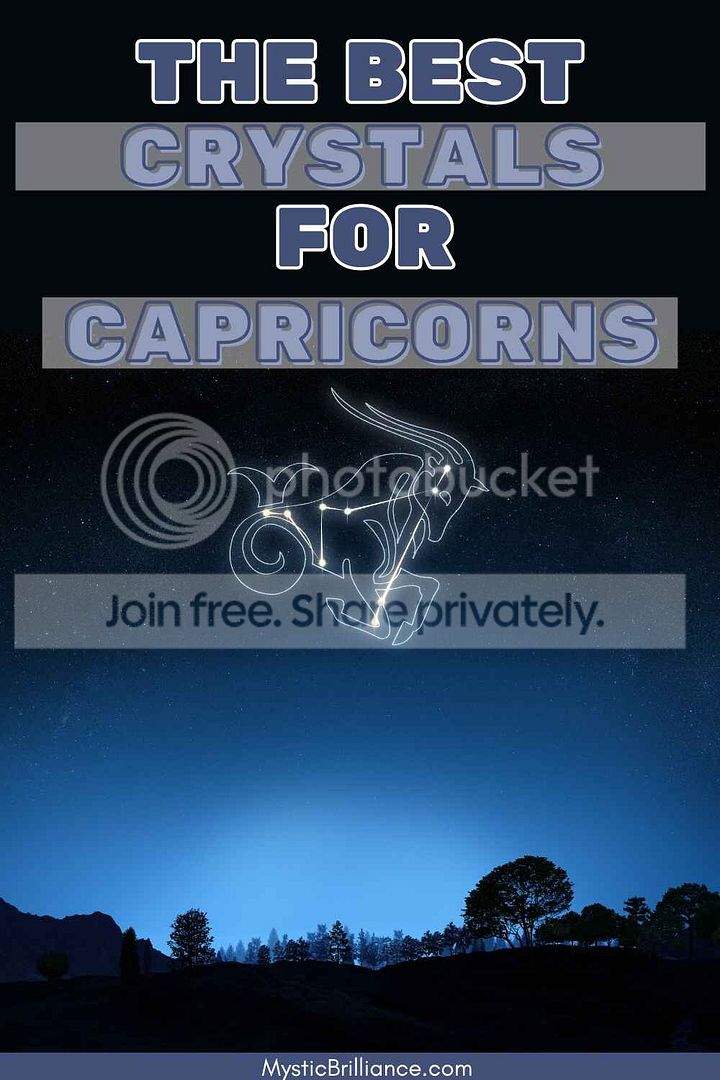 Picture of Capricorn constellation in night sky with text overlay The Best Crystals for Capricorns