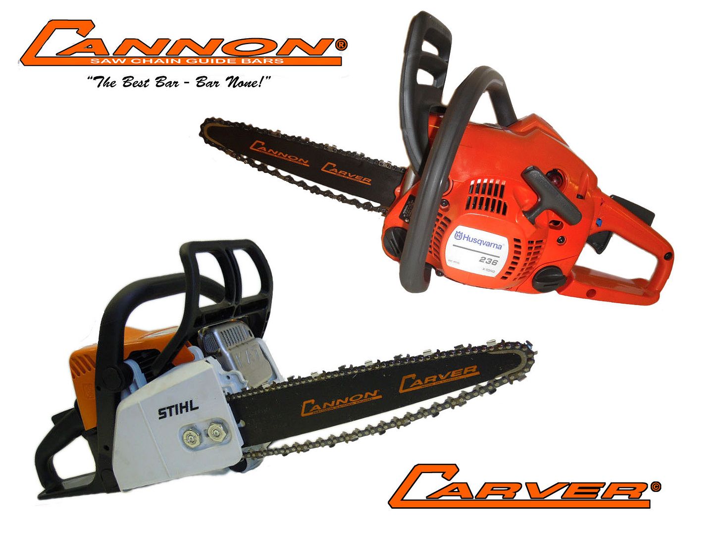 Cannon 12" Quart Tip Wood Carving Guide Bar for Stihl Husqvarna Efco