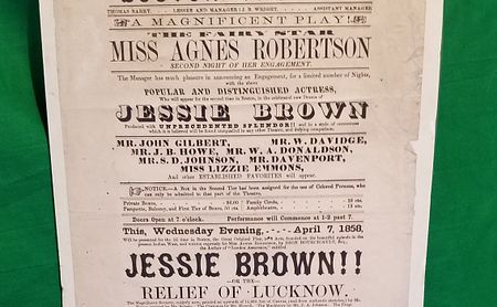 Boston Theatre - Theater Playbill: Boston Theatre, Thomas Barry, Lessee and Manager... . the Fairy Star Miss Agnes Robertson... Who Will Appear the the Celebrated New Drama... Wednesday Evening April 7, 1858... Jessie Brown, Ot the Relief of Lucknow