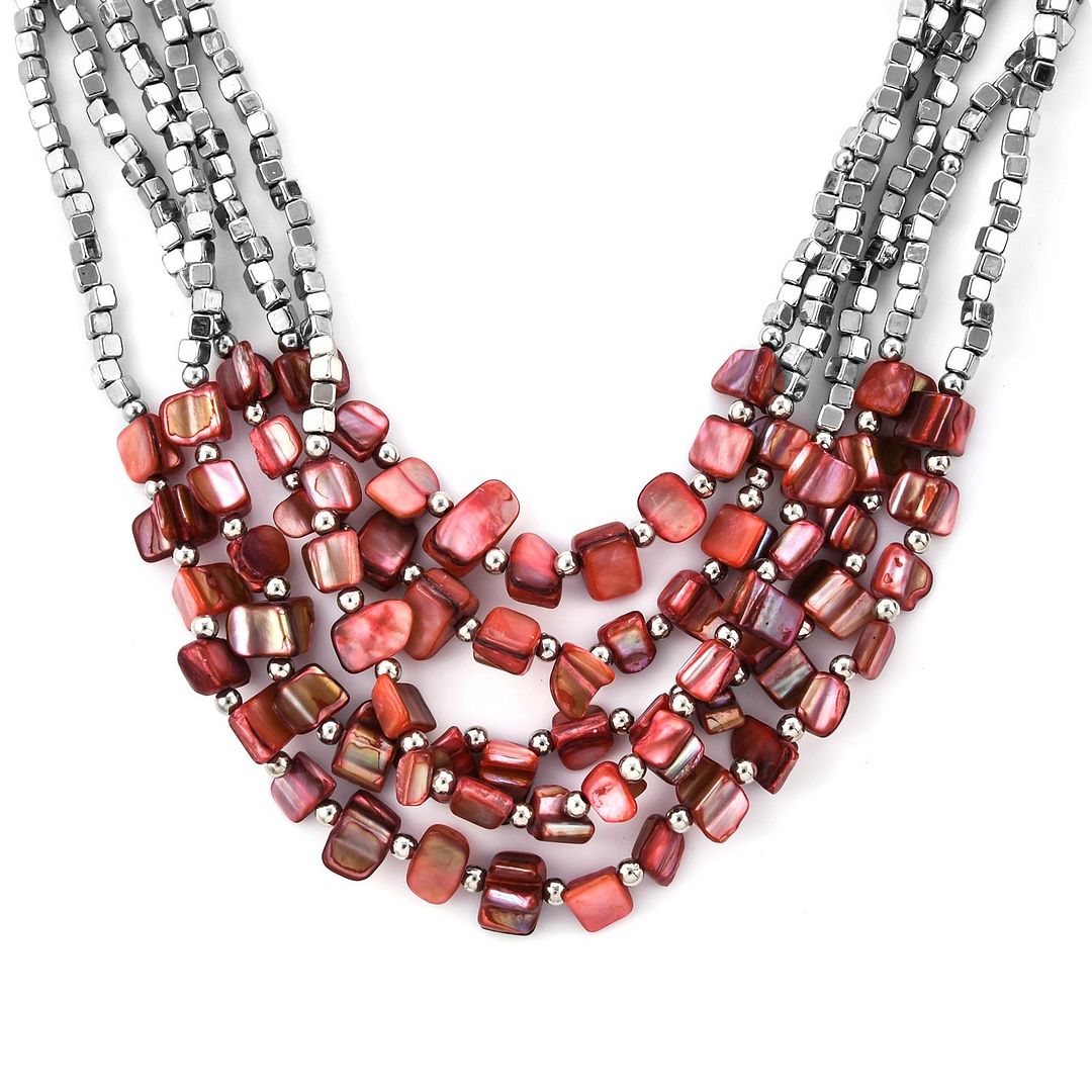 Handmade Red Jewelry Sets Seed Bead Bracelet Earring Necklace Multi Layer 22" - Picture 4 of 12
