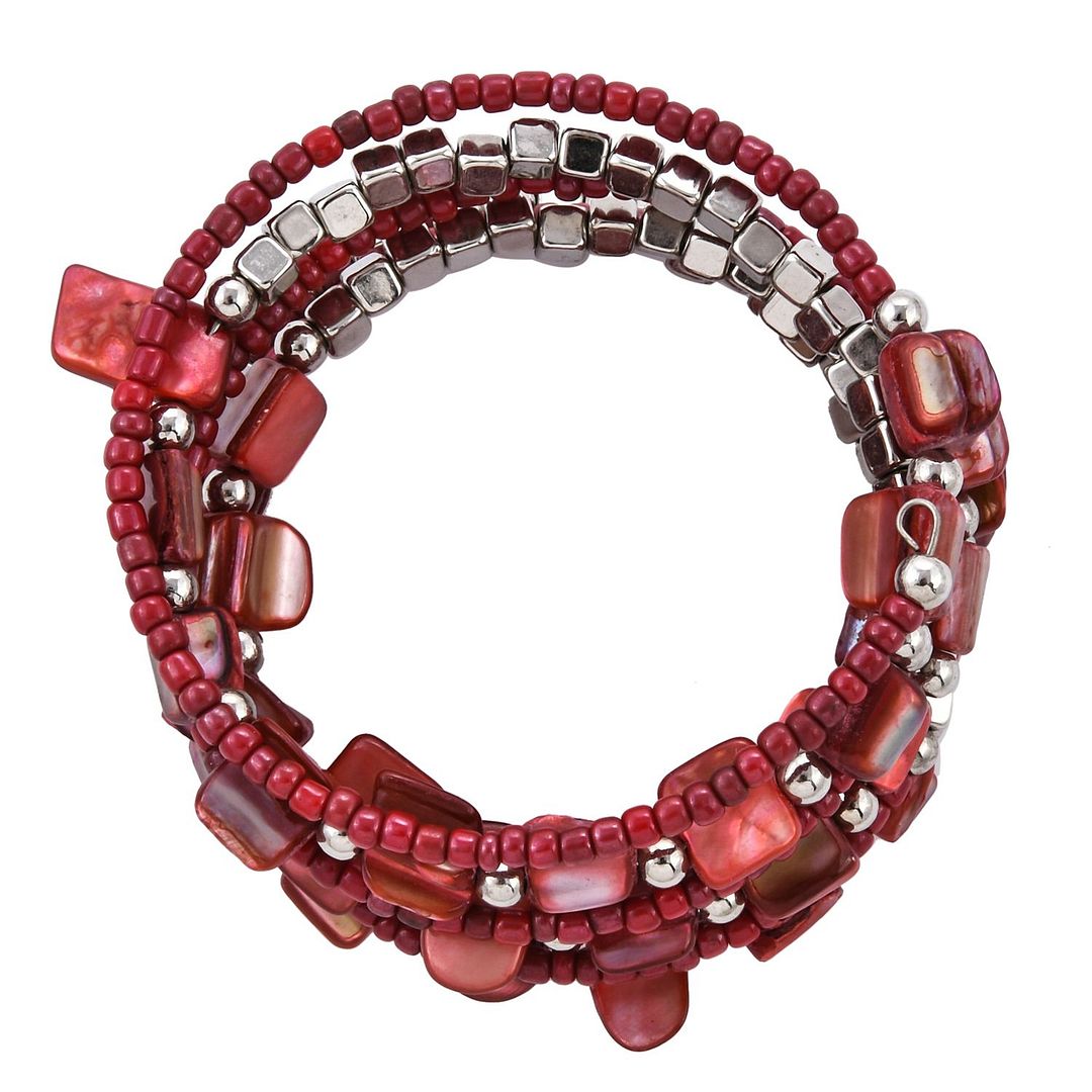 Handmade Red Jewelry Sets Seed Bead Bracelet Earring Necklace Multi Layer 22" - Picture 6 of 12