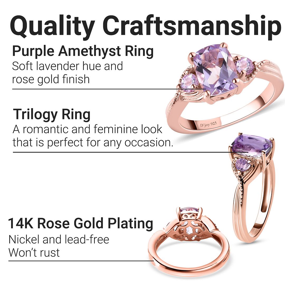 925 Silver 14K Rose Gold Plated Pink Gemstone Weddig Amethyst Ring Size 8 Gifts - Picture 5 of 10