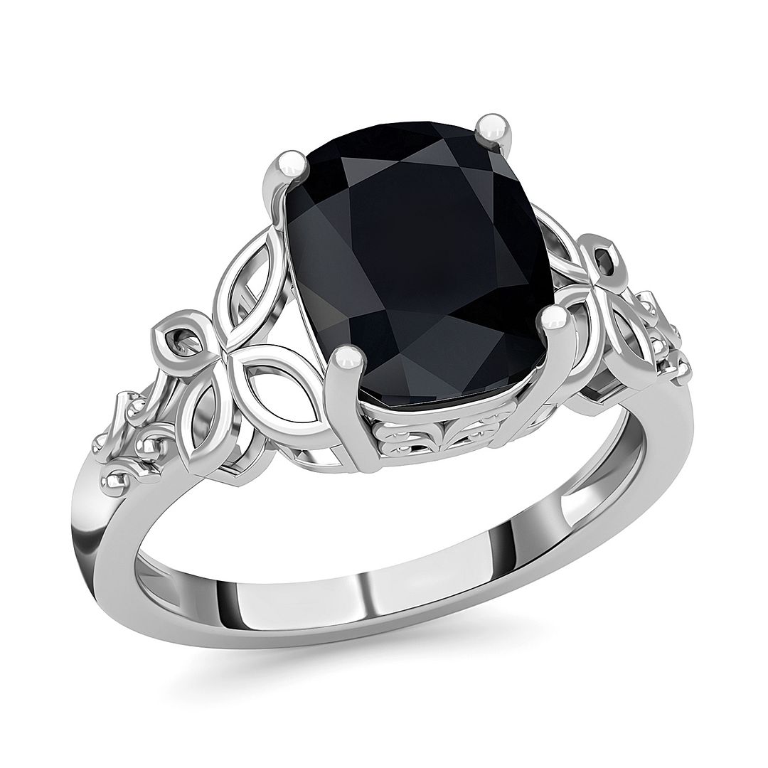 925 Sterling Silver Black Tourmaline Solitaire Ring Jewelry Ct 3.1 Gifts