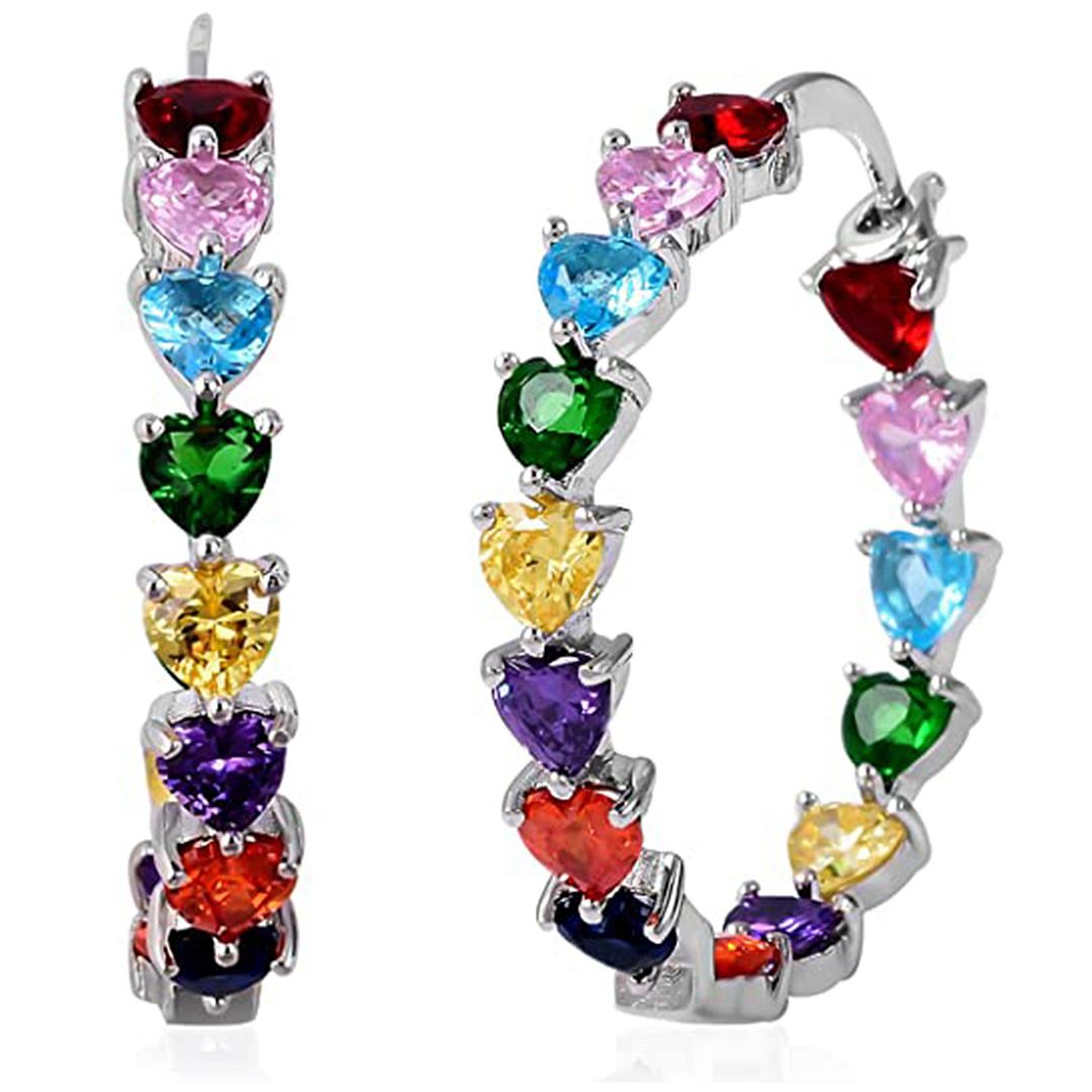Elegant Earrings for Cubic Zirconia CZ Inside Out Hoop Ct 13.3 Birthday Gifts