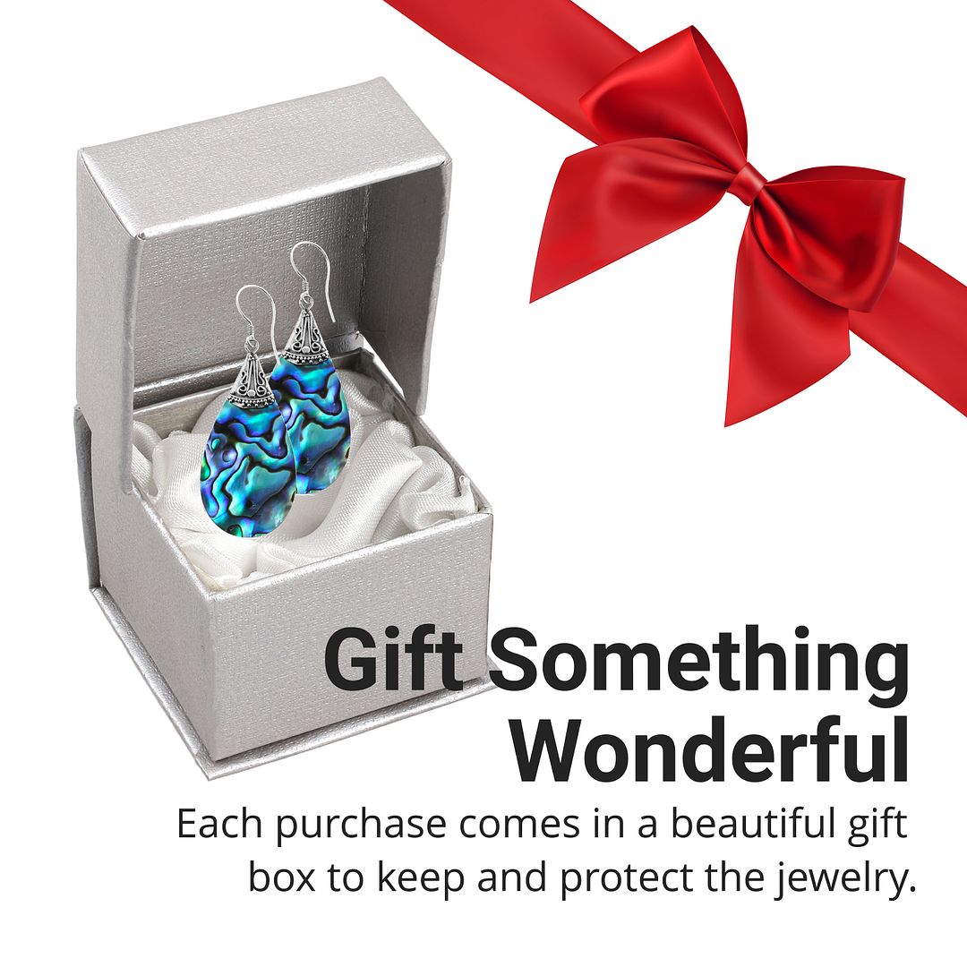 925 Sterling Silver Jewelry Natural Abalone Shell Drop Earrings for Women Unique - Picture 6 of 14