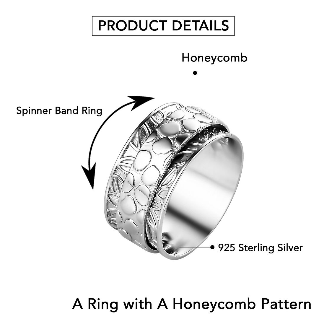 Sterling 925 Silver Elegant Spinner Band Ring Jewelry for Women Gift