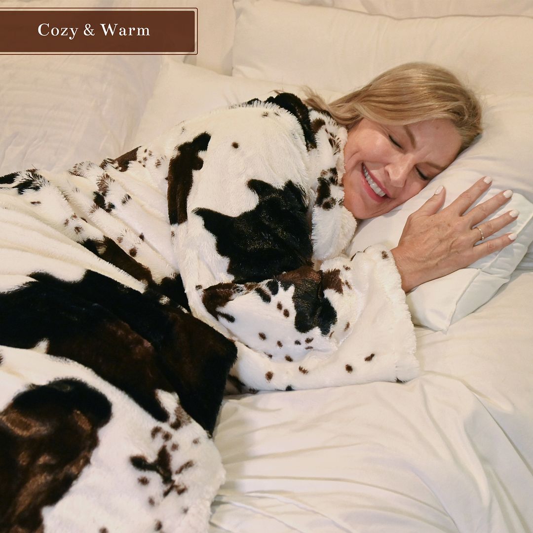 Homesmart Cow Print Blanket Queen Size Microfiber Soft Cow Print Stuff - Picture 29 of 37