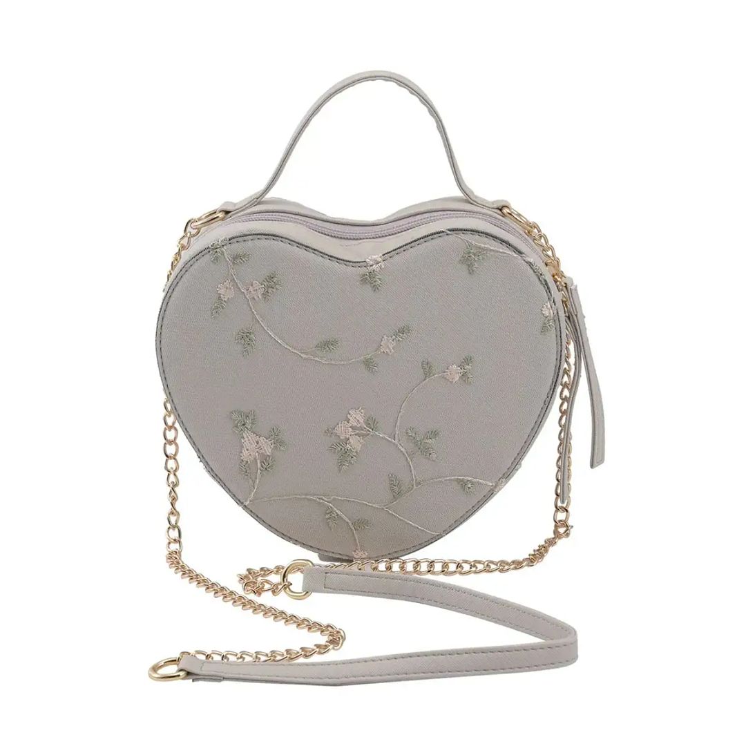 White Faux Leather Heart Embroidery Crossbody Bag Tote Bag Birthday Gifts