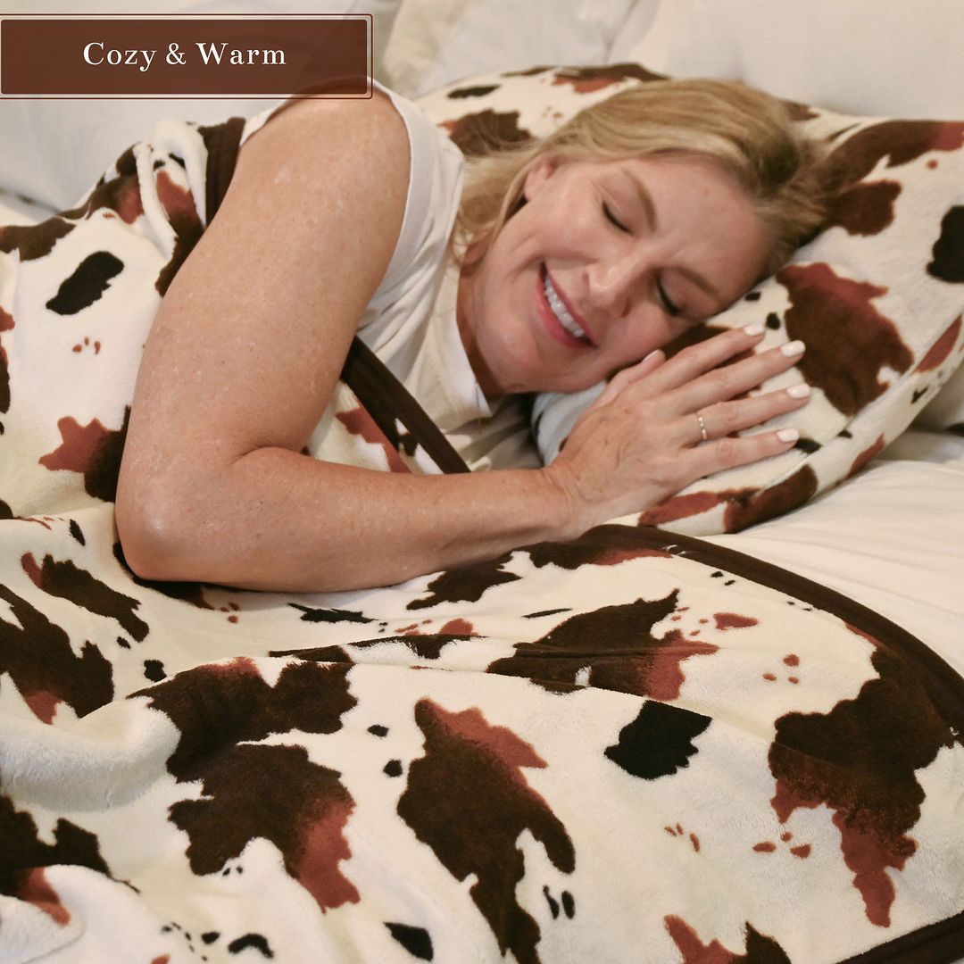 Homesmart Cow Print Blanket Queen Size Microfiber Soft Cow Print Stuff - Picture 16 of 37