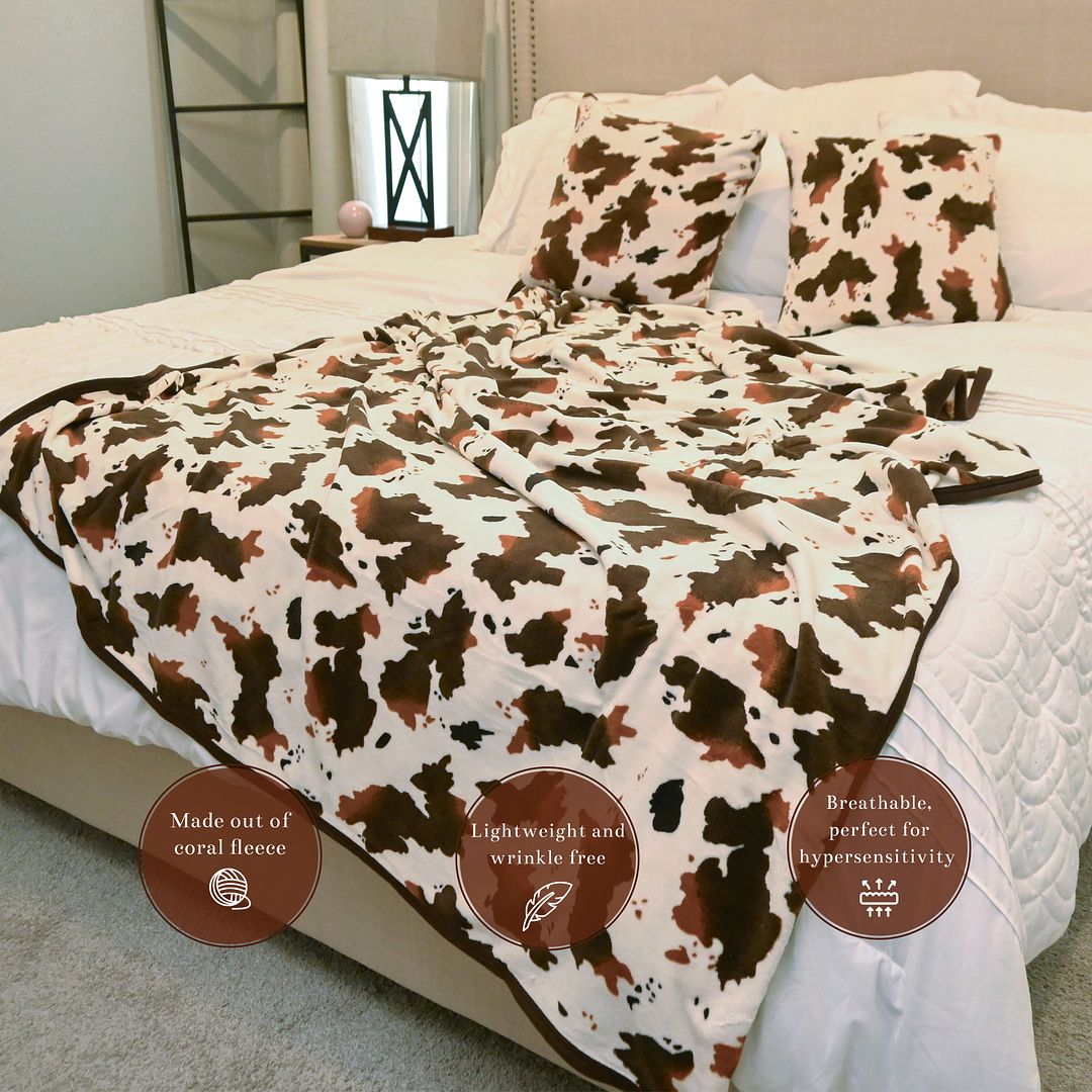 Homesmart Cow Print Blanket Queen Size Microfiber Soft Cow Print Stuff - Picture 14 of 37