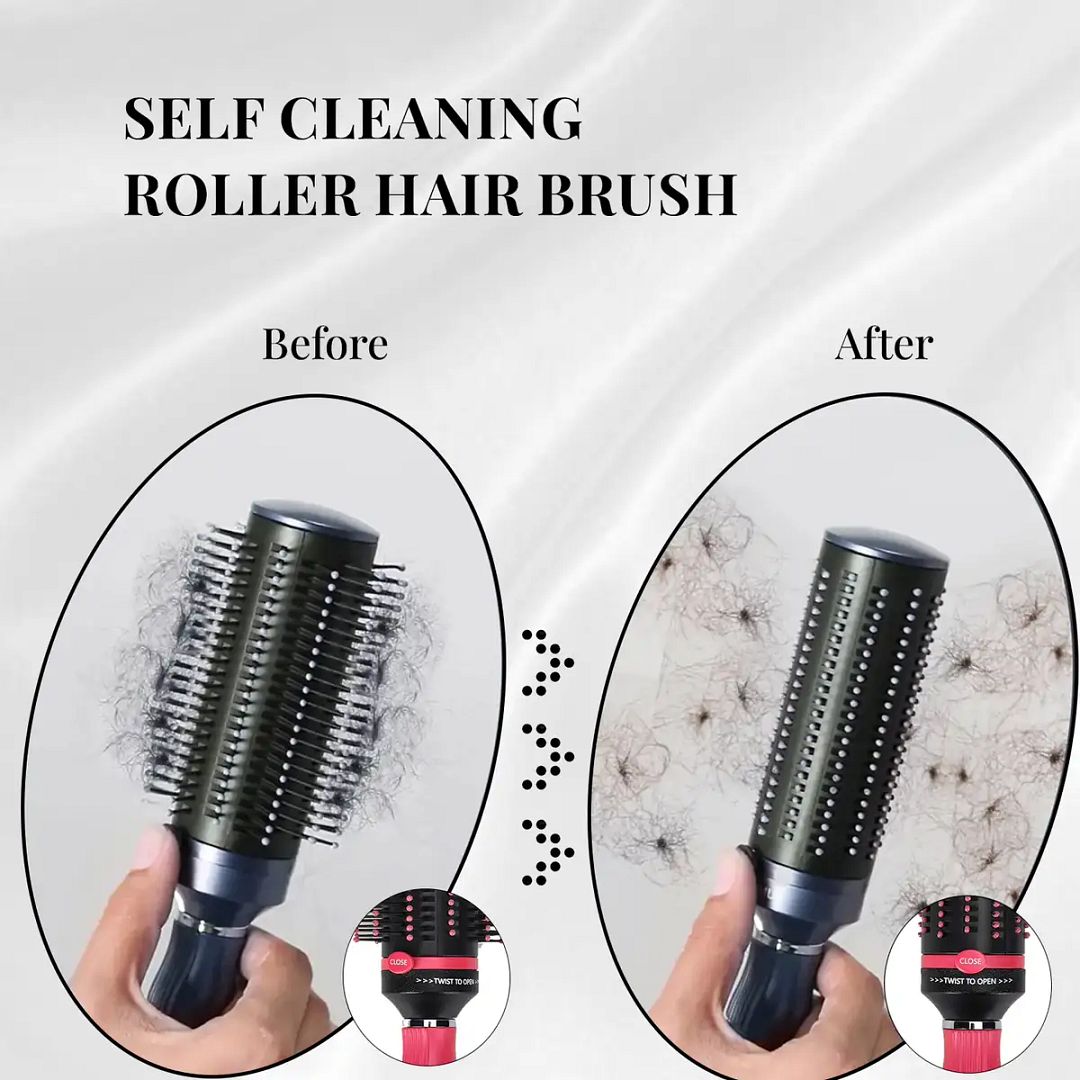 Self Cleaning Hair Brush Comb Round Detangler Hair Brushes for Women