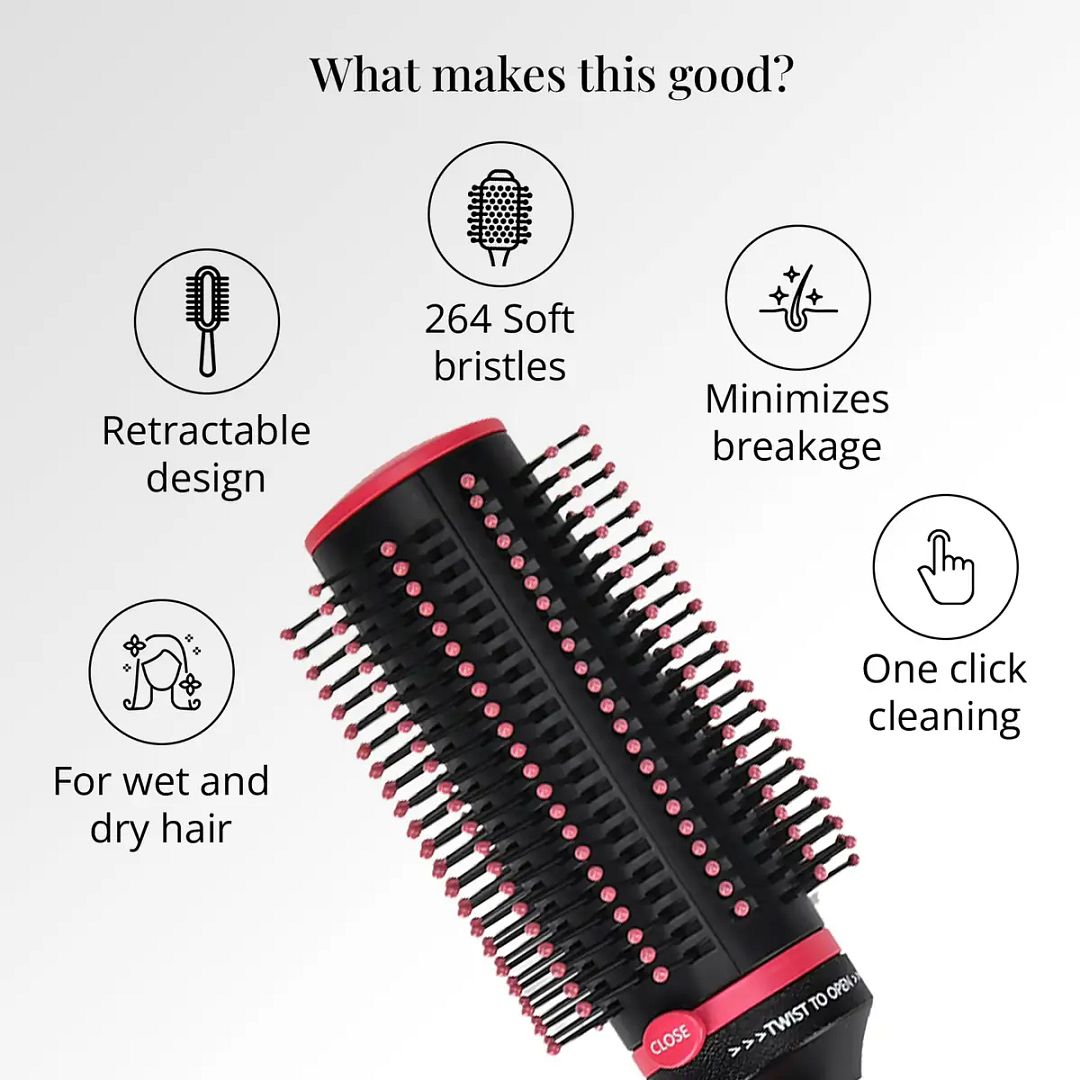 Self Cleaning Hair Brush Comb Round Detangler Hair Brushes for Women