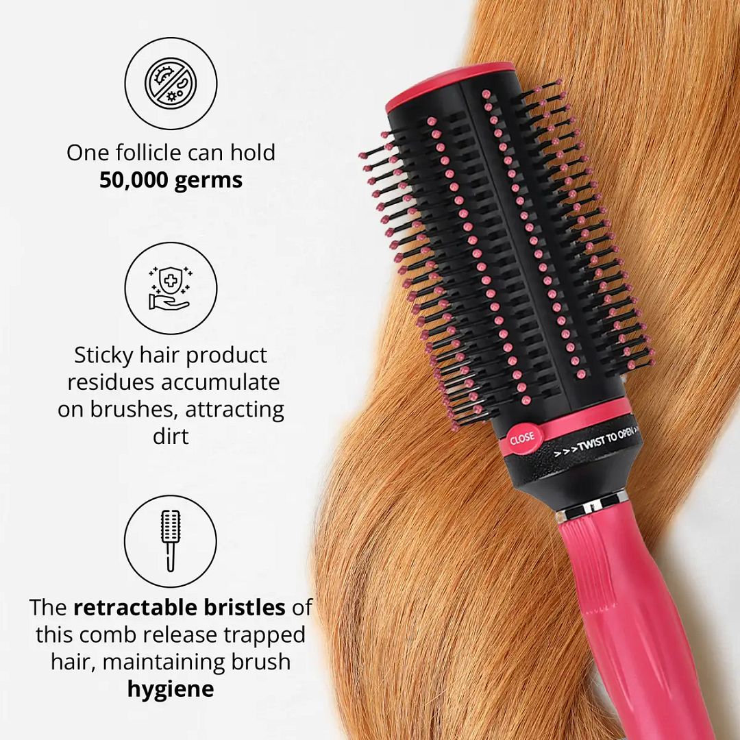 Self Cleaning Hair Brush Comb Round Detangler Hair Brushes for Women