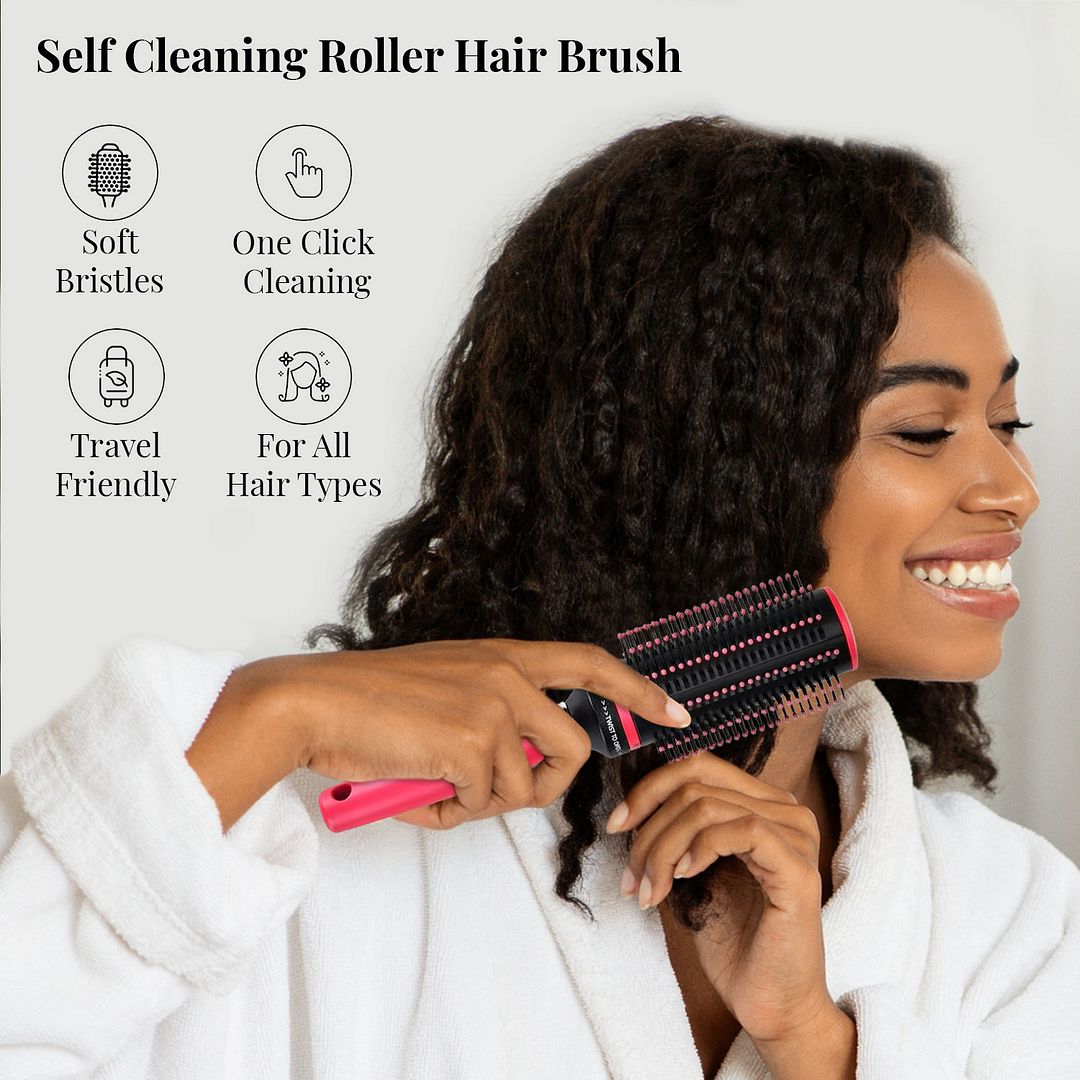 Self Cleaning Hair Brush Comb Round Detangler Hair Brushes for Women