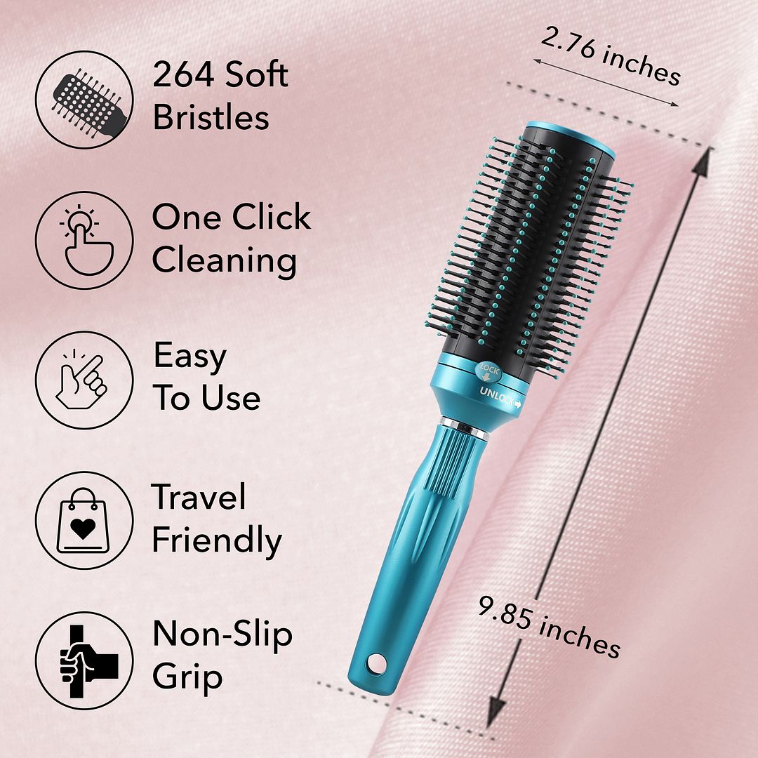 Self Cleaning Hair Brush Comb Round Detangler Hair Brushes for Women