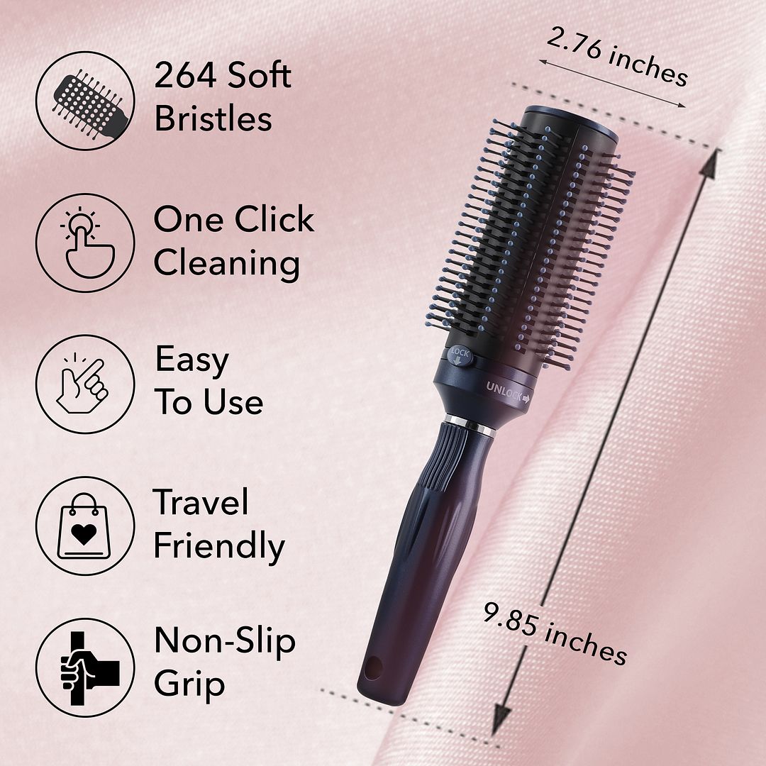 Self Cleaning Hair Brush Comb Round Detangler Hair Brushes for Women