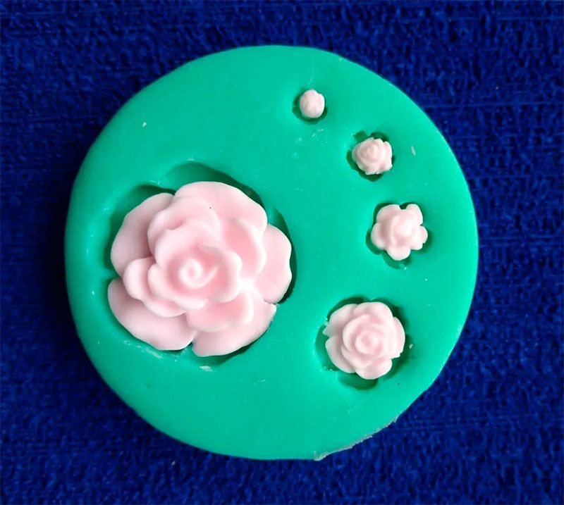 Molde en silicona Flores Mini Rosas para tortas fondant porcelana fría
