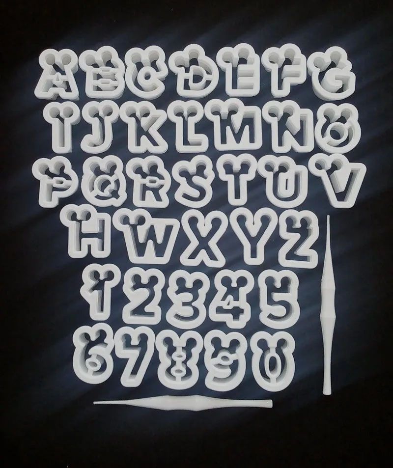 Molde plástico para fondant abecedario alfabeto letras torta infantil