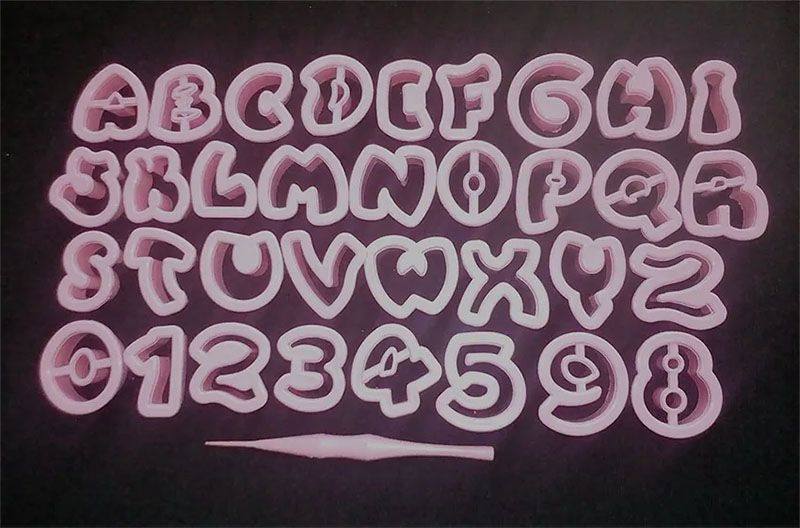 Molde plástico abecedario alfabeto letras cortador para fondant 