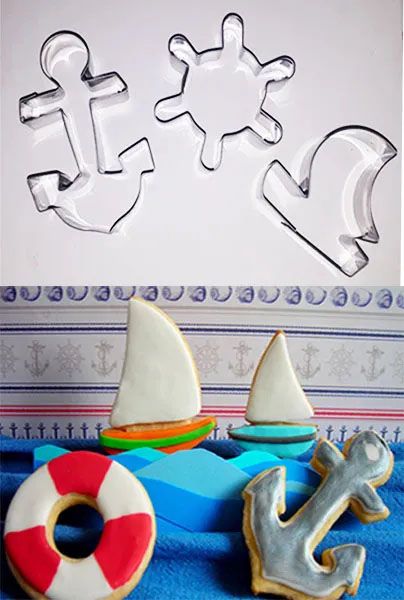 Set molde Cortador para galletas marineras ancla barco timon ute