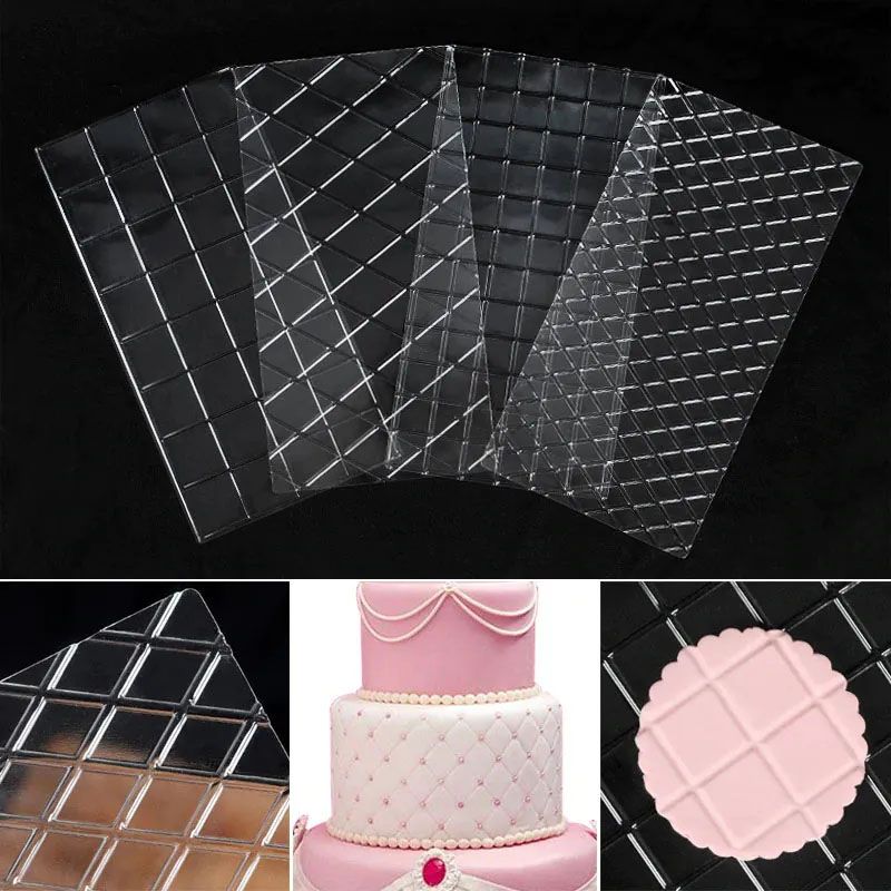 Molde plantilla cuadro peq bordes texturas tejidos diamante para torta