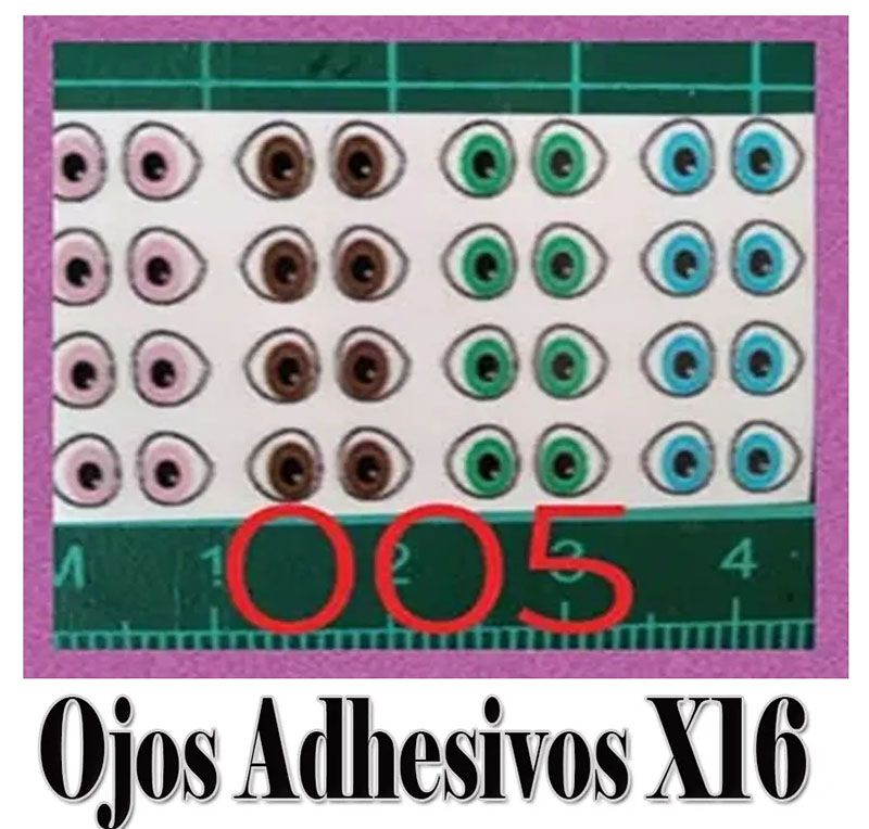 Ojos adhesivos 05 para muñecos 3D para manualidades x16 pzs