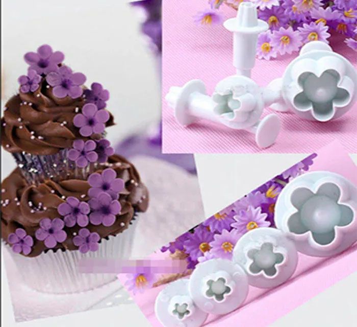 Molde expulsor flor de durazno para decorar tortas y pasta flexible