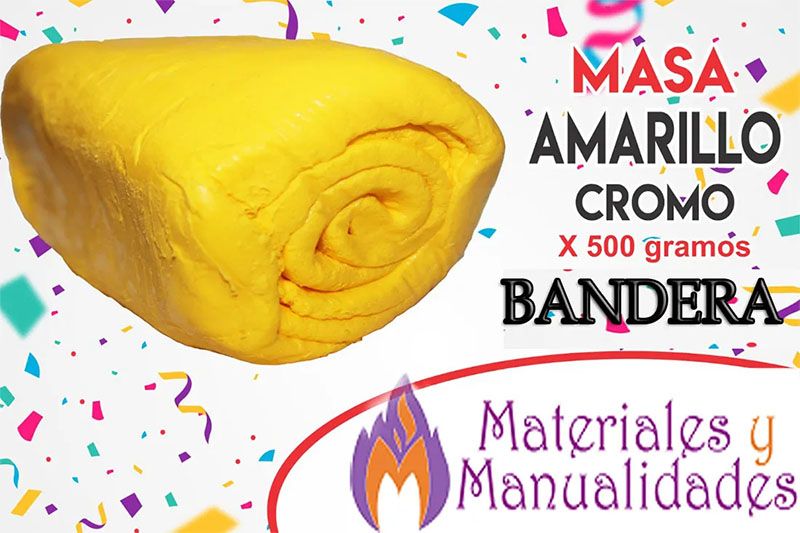 Masa porcelanicrón moldeable amarillo Bandera pasta fría de 500gramos