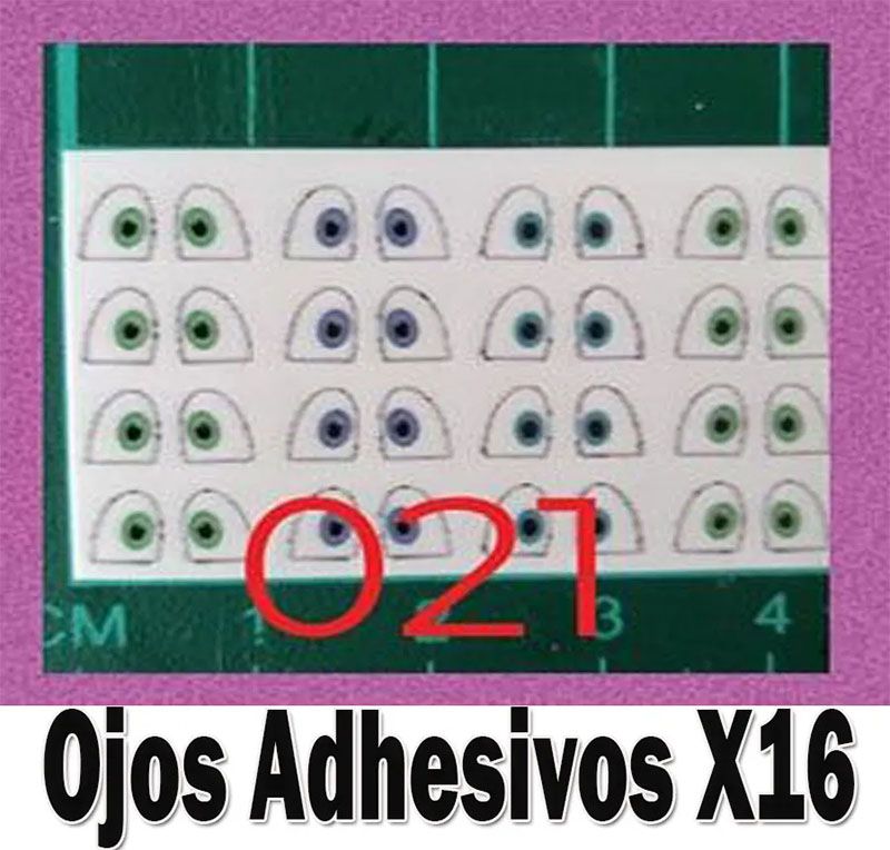Ojos Adhesivos #21 Resinados Despegables para Muñecos 16 pz