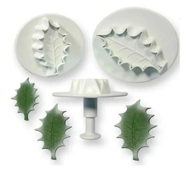 molde Cortador con expulsor hojas navidad o muérdago