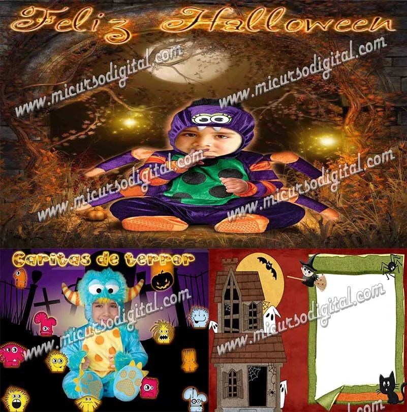 plantillas  infantiles halloween pds Retoque Fotográfico marco Halloween Psds Para Photoshop templates halloween