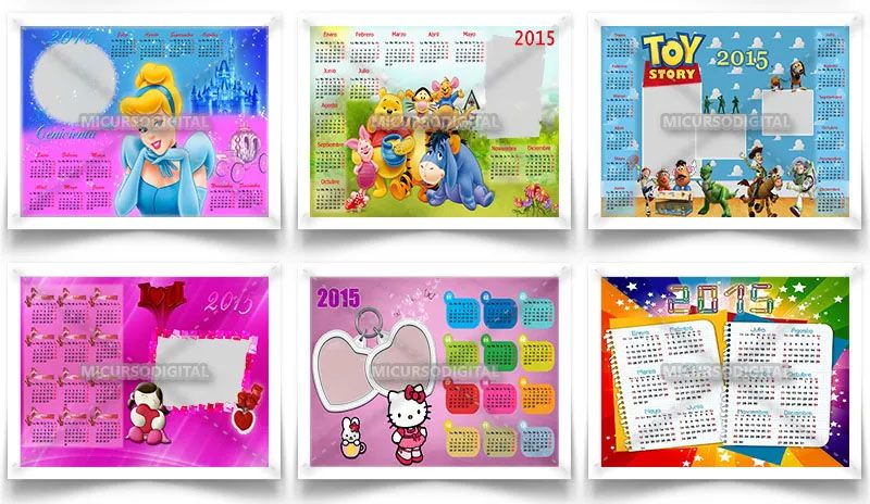 calendarios 2015 psd png editables profesionales originales infantiles