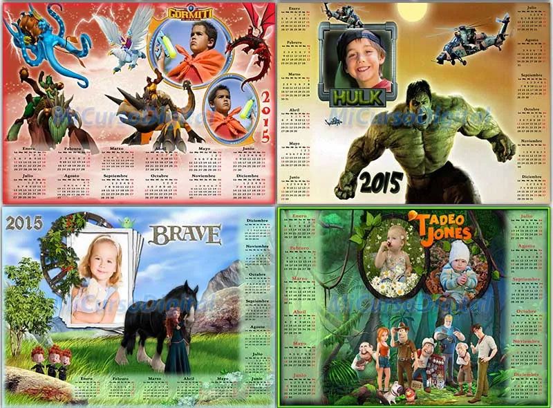 calendarios psd 2015 infantiles con foto para niño niña
