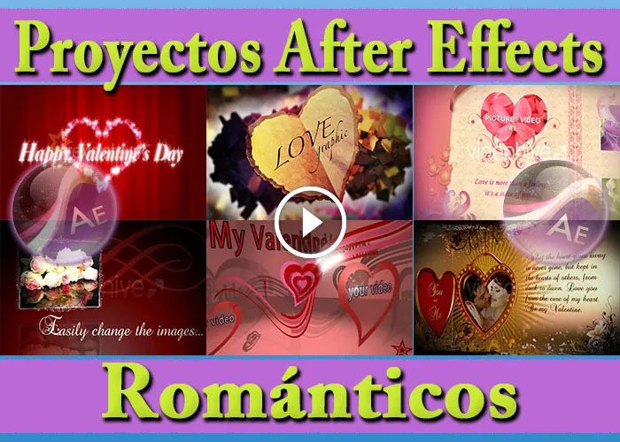 6 Proyectos After Effects Romanticos Plantillas Editables San Valentin