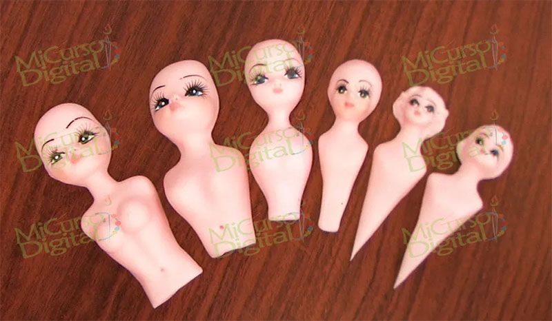Set busto o Cuerpo de muñecas maquillados en porcelanicron pasta fría