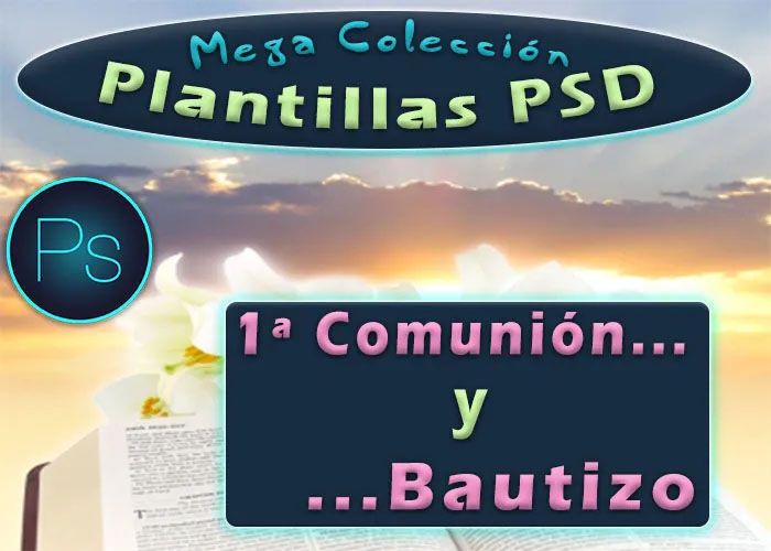 Mega Colección Fotomontajes PSD Primera Comunión y Bautizo Editables