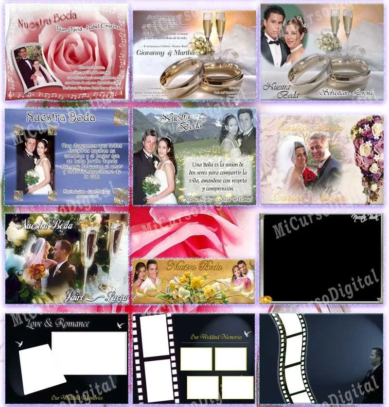coleccion plantillas psd fotomontajes montajes bodas matromonios