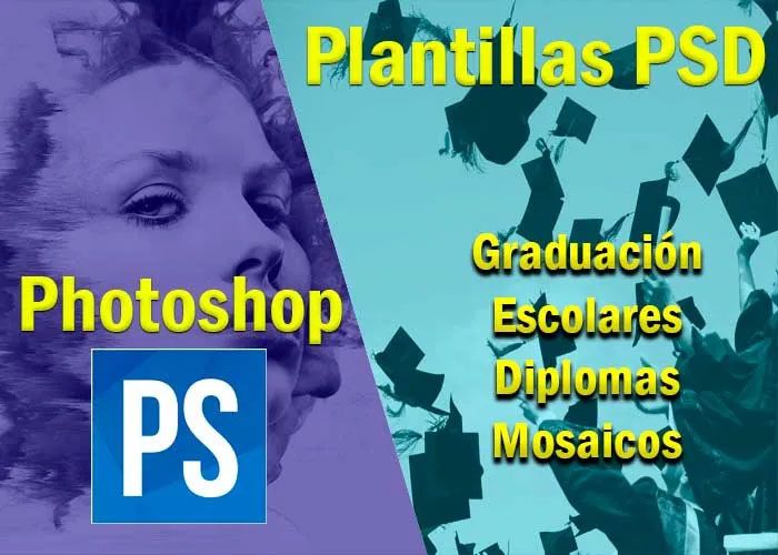 Plantillas Psd photoshop especial de graduación diplomas y mosaicos