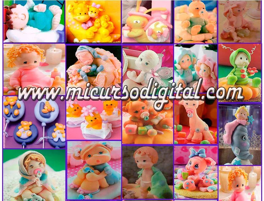 figuras de baby shower nacimientos bebes con pasta fria recurdos Curso porcelanicron modelado pasta fria manualidad