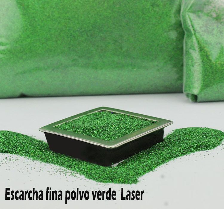 Escarcha fina en polvo verde laser glitter para manualidades 125