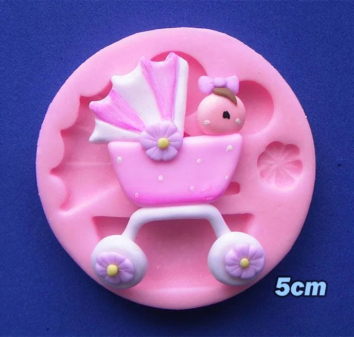 Molde Silicona coche de bebé para tortas fondant y artesanías