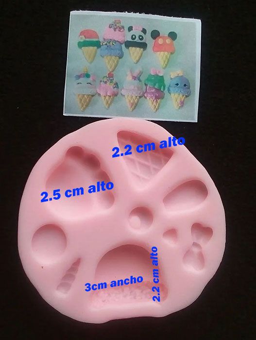 Molde silicona cono Barquillo 4cm helado para apliques en pasta