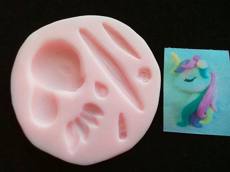 Molde Silicona unicornio para fondant y artesanías porcelanicron