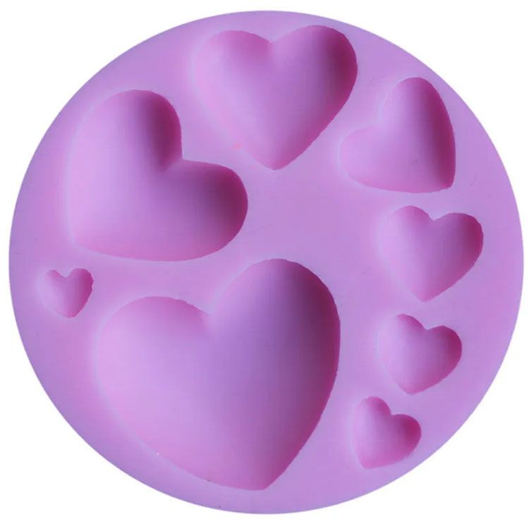 Molde en silicona corazon x9 para fondant pastel fimo pasta fría