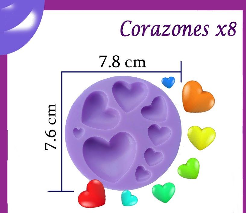 Molde en silicona corazones para fondant pastel fimo pasta fría