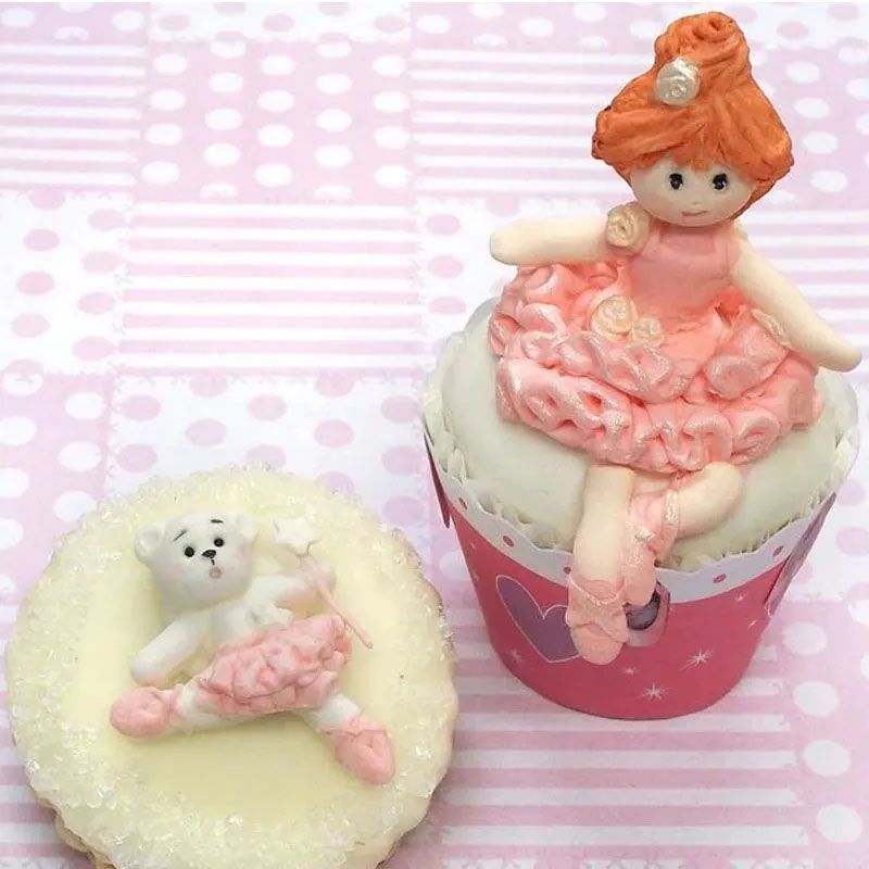 Molde en silicon para decorar pasteles con muñeca hada bailarina