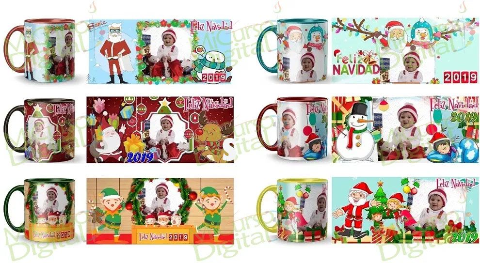 400 Plantillas para pocillos mugs Tazones Navidad 2020 Png o Jpg