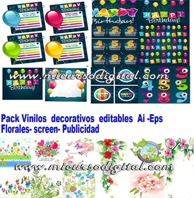 vinilos decorativos banners y tarjetas de  happy birthdayEstampacion vector online 